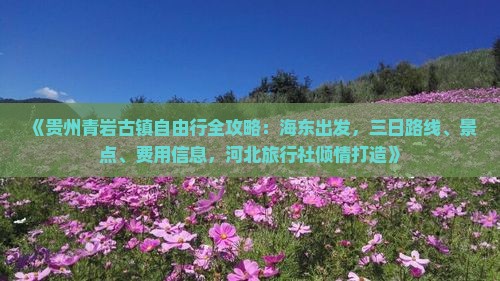 《贵州青岩古镇自由行全攻略：海东出发，三日路线、景点、费用信息，河北旅行社倾情打造》