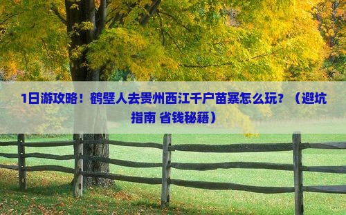 鹤壁去贵州西江千户苗寨一日