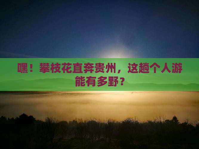 攀枝花去贵州个人游