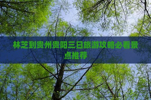 林芝到贵州贵阳三日旅游攻略必看景点推荐