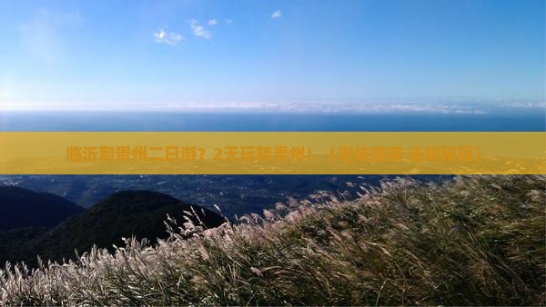 临沂到贵州二日游