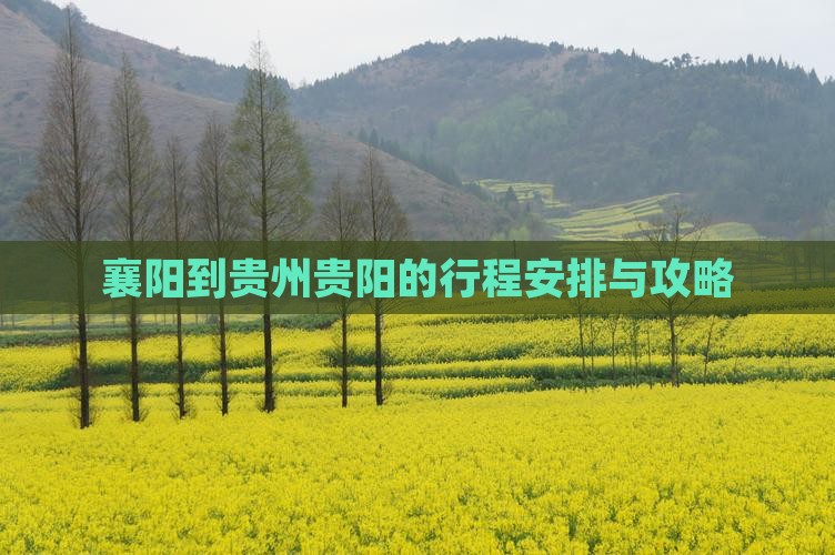 襄阳到贵州贵阳的行程安排与攻略