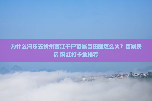 海东去贵州西江千户苗寨自由团