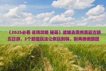 诸城去贵州青岩古镇五日游