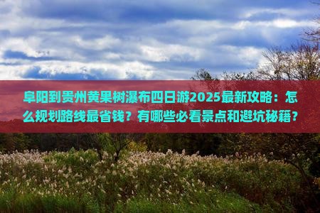 阜阳到贵州黄果树瀑布四日游
