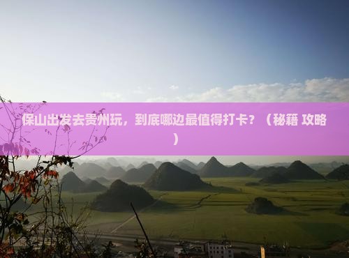 保山去贵州哪里玩