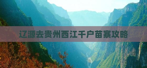 辽源去贵州西江千户苗寨攻略