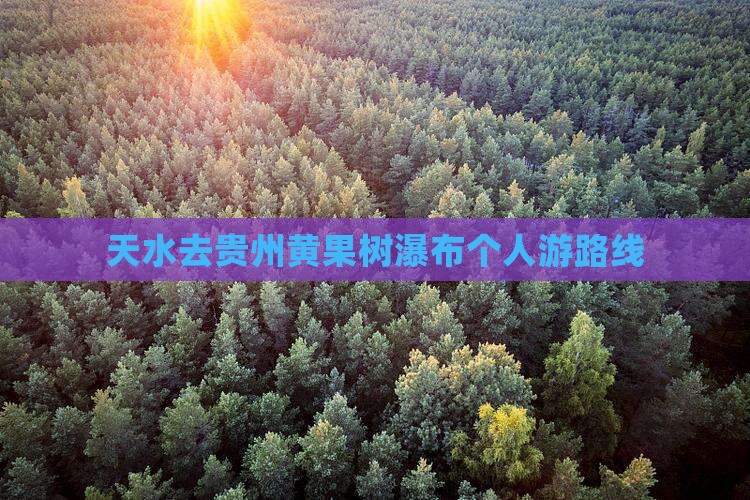 天水去贵州黄果树瀑布个人游