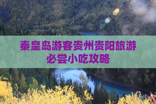 秦皇岛游客贵州贵阳旅游必尝小吃攻略