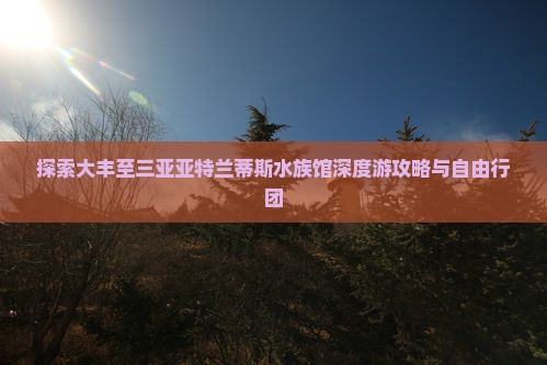 探索大丰至三亚亚特兰蒂斯水族馆深度游攻略与自由行团