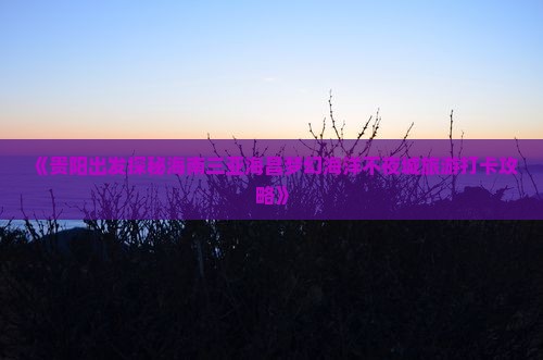 《贵阳出发探秘海南三亚海昌梦幻海洋不夜城旅游打卡攻略》