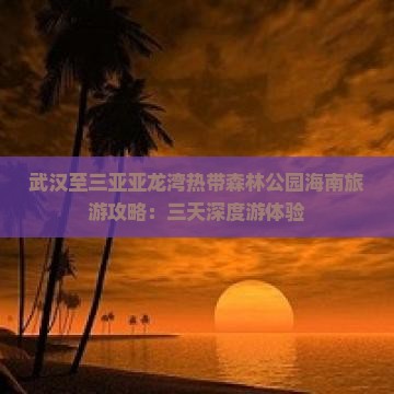 武汉至三亚亚龙湾热带森林公园海南旅游攻略：三天深度游体验