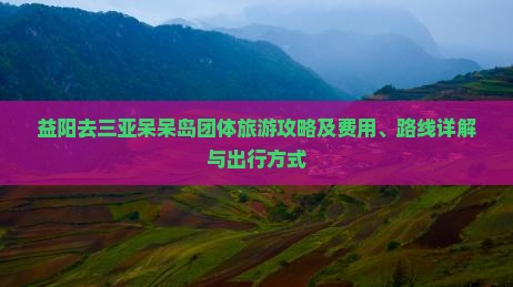 益阳去三亚呆呆岛团体旅游攻略及费用、路线详解与出行方式