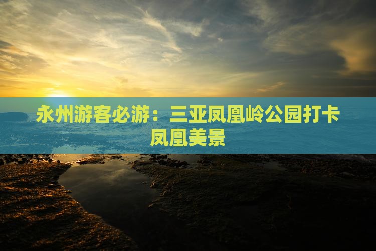 永州游客必游：三亚凤凰岭公园打卡凤凰美景