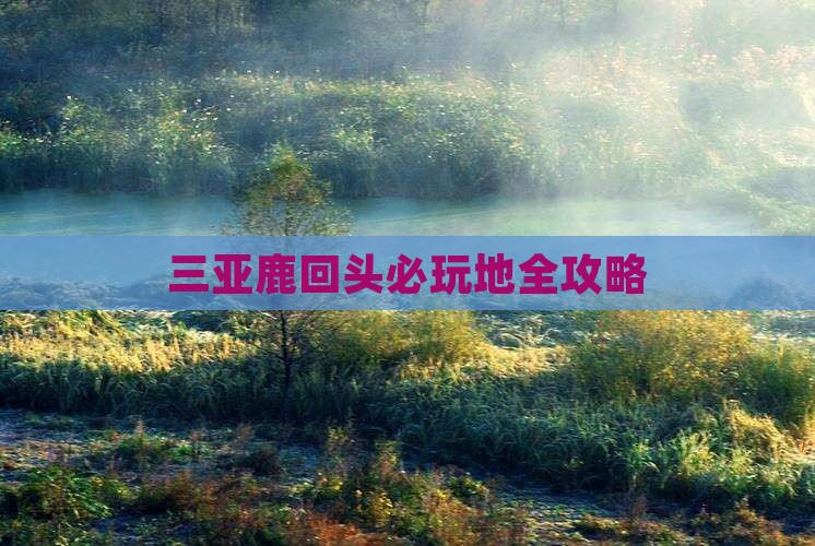 三亚鹿回头必玩地全攻略