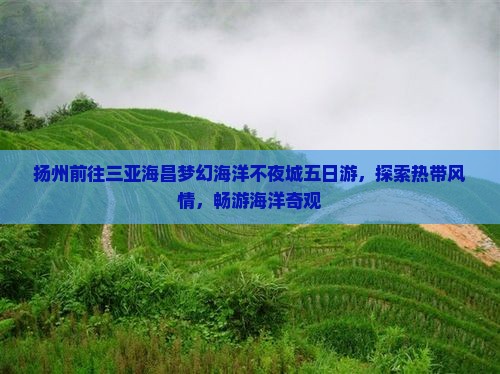 扬州前往三亚海昌梦幻海洋不夜城五日游，探索热带风情，畅游海洋奇观