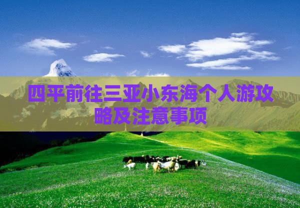 四平前往三亚小东海个人游