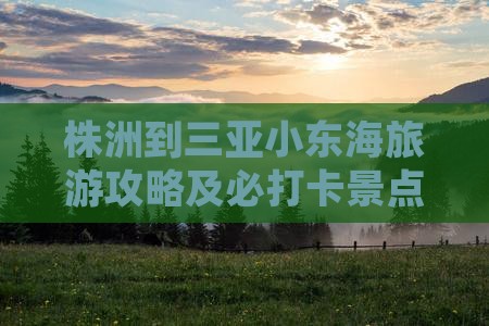 株洲到三亚小东海旅游攻略及必打卡景点推荐