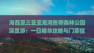 海西至三亚亚龙湾热带森林公园深度游：一日精华攻略与门票信息全解析