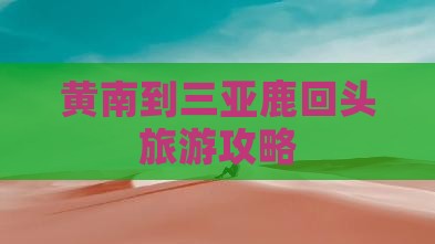 黄南到三亚鹿回头旅游攻略