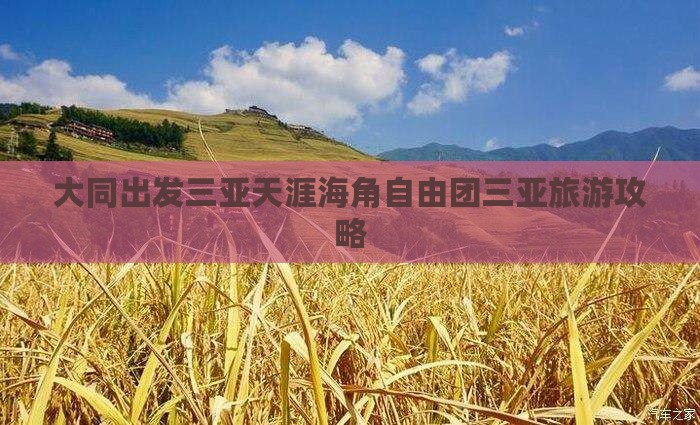 大同出发三亚天涯海角自由团