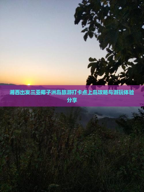 湘西出发三亚椰子洲岛旅游打卡点上岛攻略与游玩体验分享