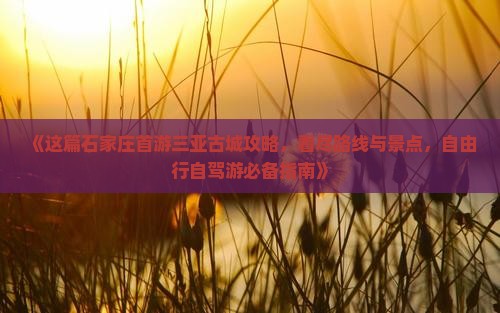 《这篇石家庄首游三亚古城攻略，看尽路线与景点，自由行自驾游必备指南》