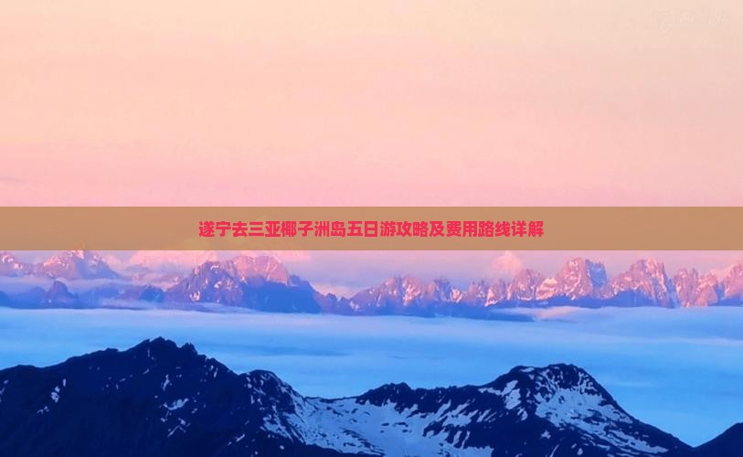 遂宁去三亚椰子洲岛五日游攻略及费用路线详解