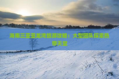海南三亚亚龙湾旅游攻略：大型团队探索热带天堂