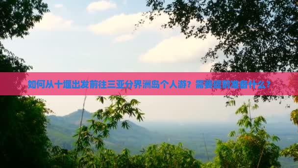 如何从十堰出发前往三亚分界洲岛个人游？需要提前准备什么？
