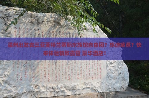 温州出发去三亚亚特兰蒂斯水族馆自由团？旅途疲惫？快来体验精致露营+豪华酒店！
