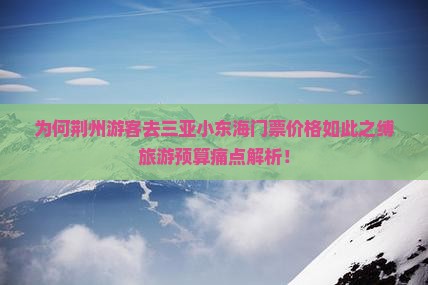 为何荆州游客去三亚小东海门票价格如此之缚旅游预算痛点解析！