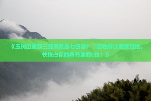 《玉树出发到三亚凤凰岛七日游？｜高性价比避寒胜地，快抢占你的春节度假C位！》