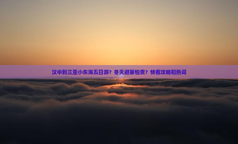 汉中到三亚小东海五日游？冬天避寒怕贵？快看攻略和热词