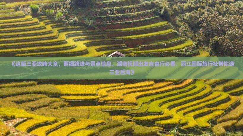 《这篇三亚攻略大全，明细路线与景点信息，湖南抚顺出发自由行必看，丽江国际旅行社带你游三亚后海》