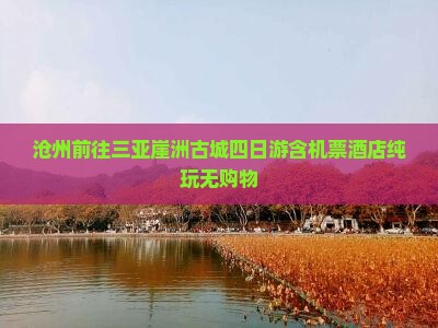 沧州前往三亚崖洲古城四日游含机票酒店纯玩无购物