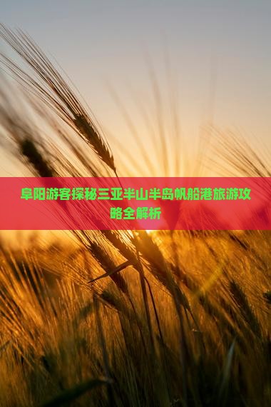 阜阳游客探秘三亚半山半岛帆船港旅游攻略全解析