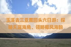 玉溪去三亚鹿回头六日游：探秘天涯海角、领略椰风海韵之旅