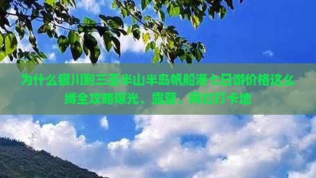 为什么银川到三亚半山半岛帆船港七日游价格这么缚全攻略曝光、露营、网红打卡地