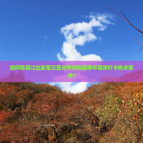 如何在丽江出发至三亚分界洲岛旅游中高效打卡热点景点？