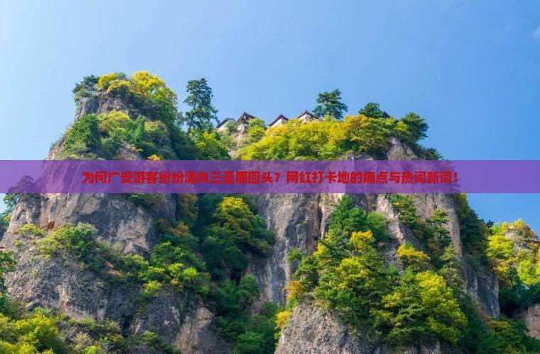 为何广安游客纷纷涌向三亚鹿回头？网红打卡地的痛点与热词新词！