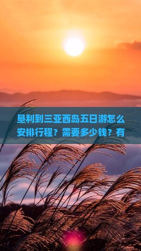 垦利到三亚西岛五日游怎么安排行程？需要多少钱？有哪些注意事项？