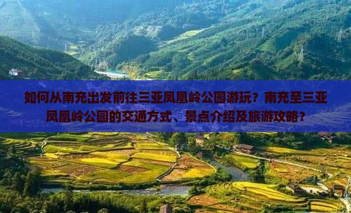 如何从南充出发前往三亚凤凰岭公园游玩？南充至三亚凤凰岭公园的交通方式、景点介绍及旅游攻略？