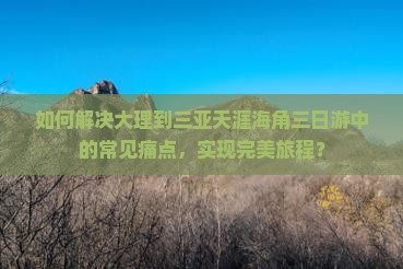 如何解决大理到三亚天涯海角三日游中的常见痛点，实现完美旅程？