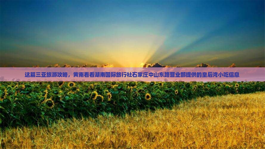 这篇三亚旅游攻略，黄南看看湖南国际旅行社石家庄中山东路营业部提供的皇后湾小吃信息