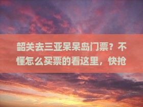 韶关去三亚呆呆岛门票？不懂怎么买票的看这里，快抢躺平式海岛游！