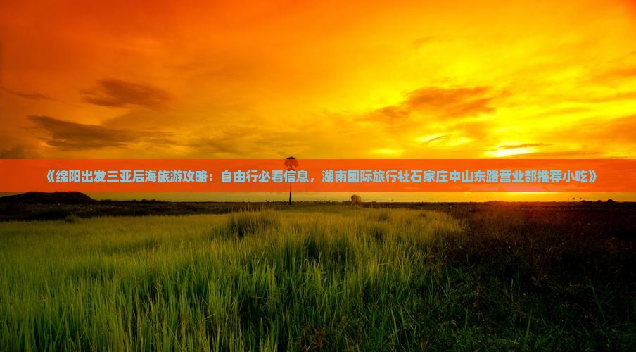 《绵阳出发三亚后海旅游攻略：自由行必看信息，湖南国际旅行社石家庄中山东路营业部推荐小吃》