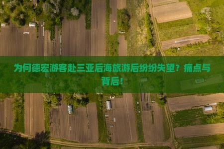 为何德宏游客赴三亚后海旅游后纷纷失望？痛点与背后！