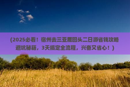 宿州前往三亚鹿回头二日游