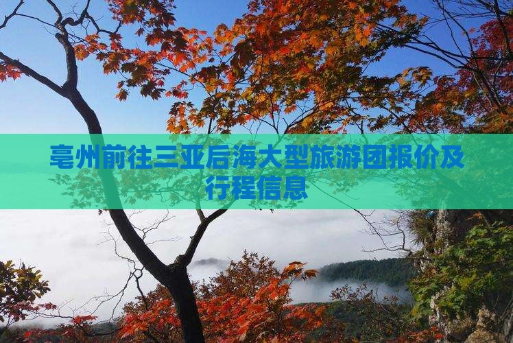 亳州前往三亚后海大型旅游团报价及行程信息